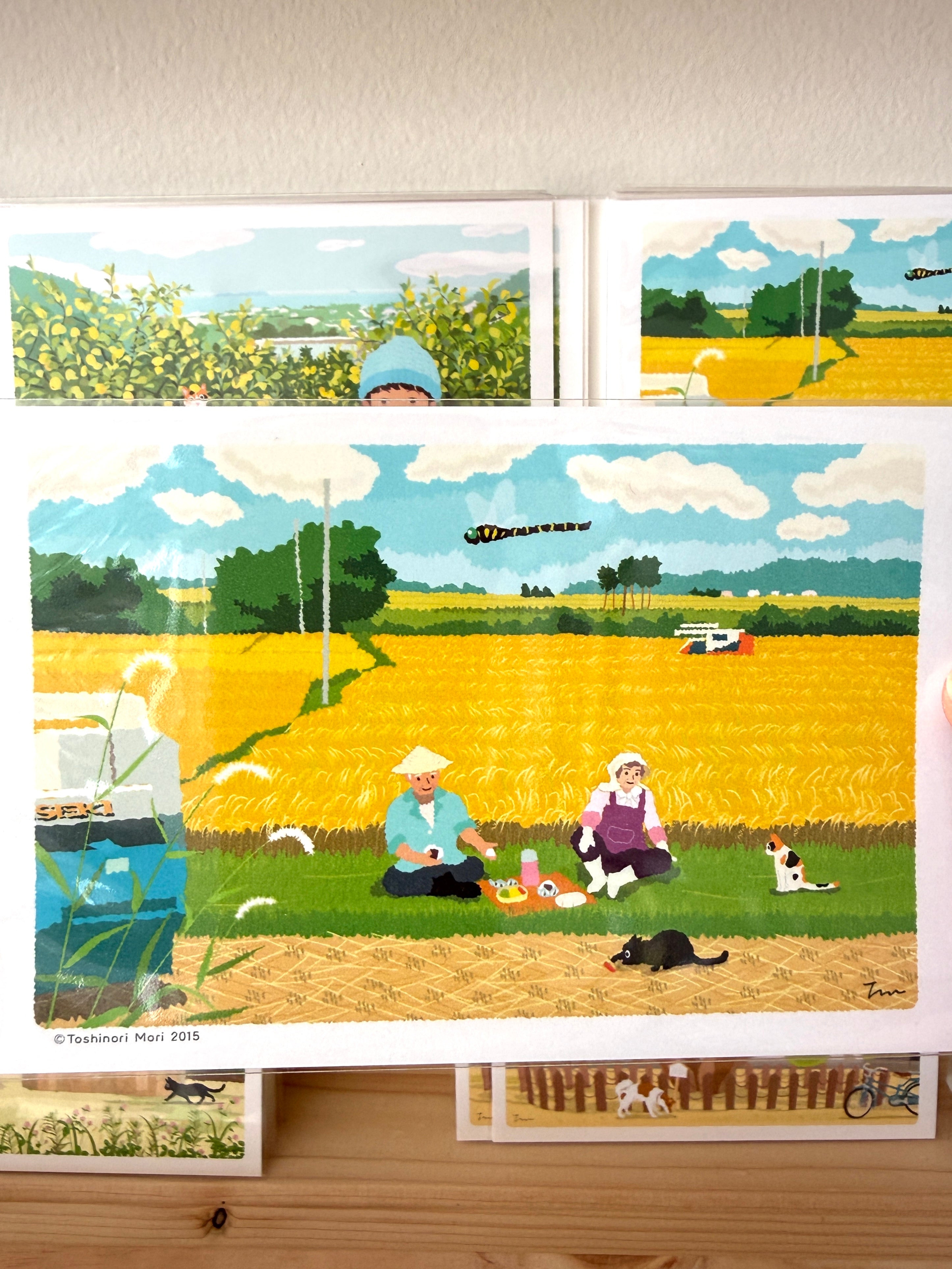 [Tabineko] Original Exclusive: Rice Harvest Break postcard x Toshinori Mori