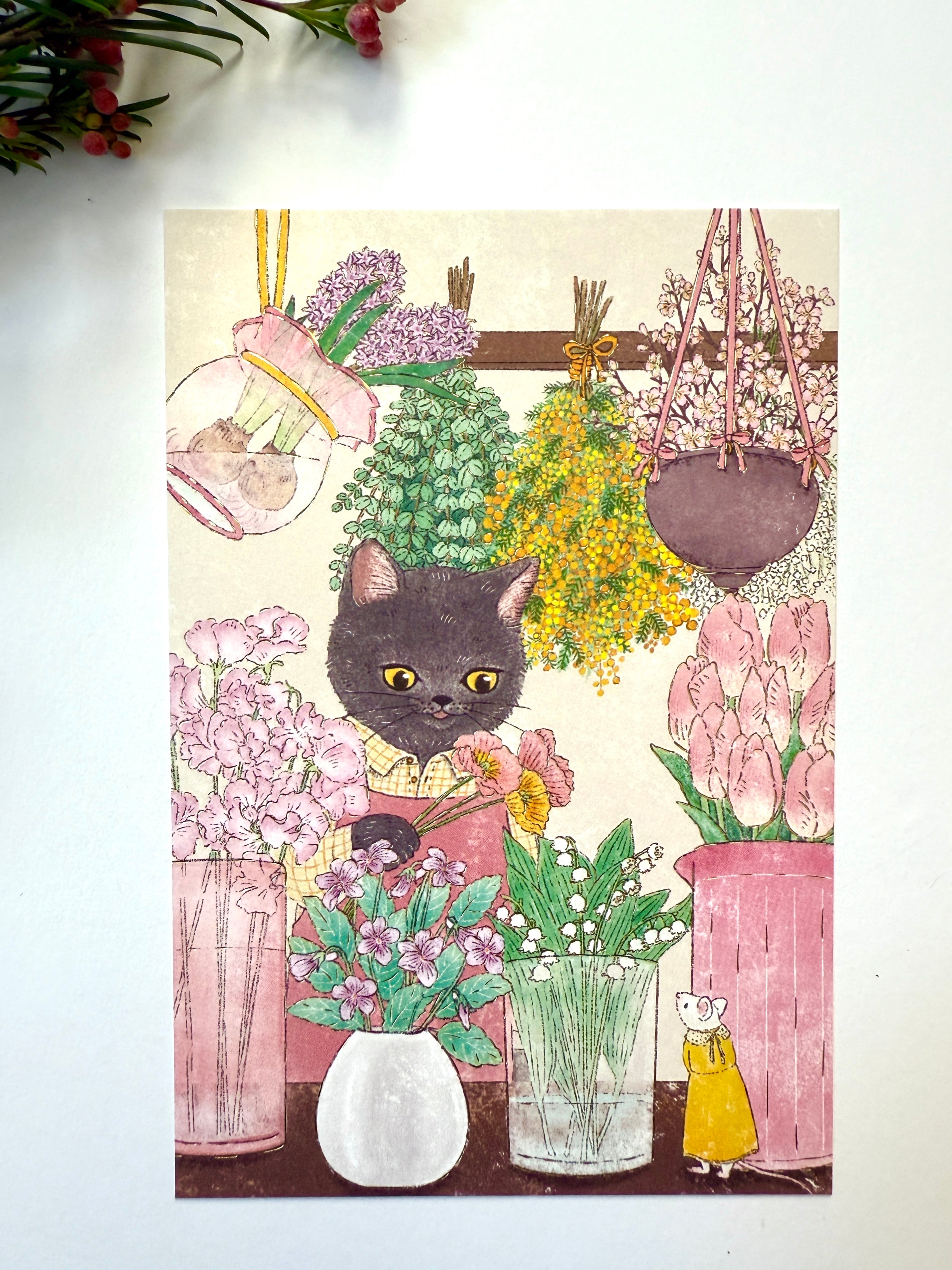 [Akane Kotoko] Cat Flower Shop in Spring postcard
