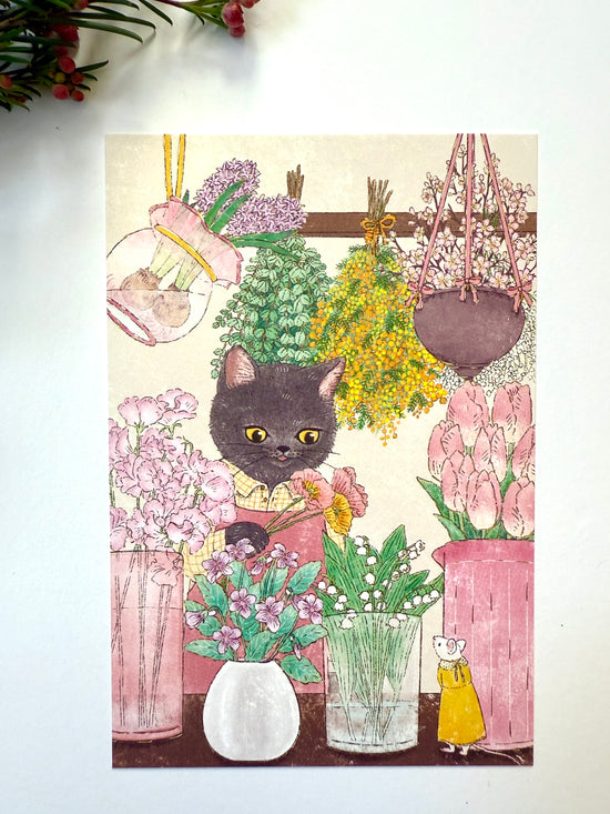 [Akane Kotoko] Cat Flower Shop in Spring postcard