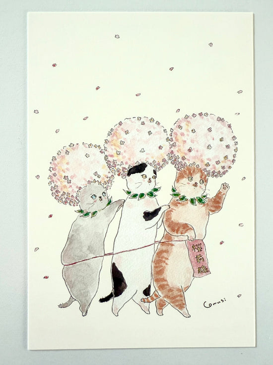 [tocorocoomugi] Cat Trio Blossom Dance