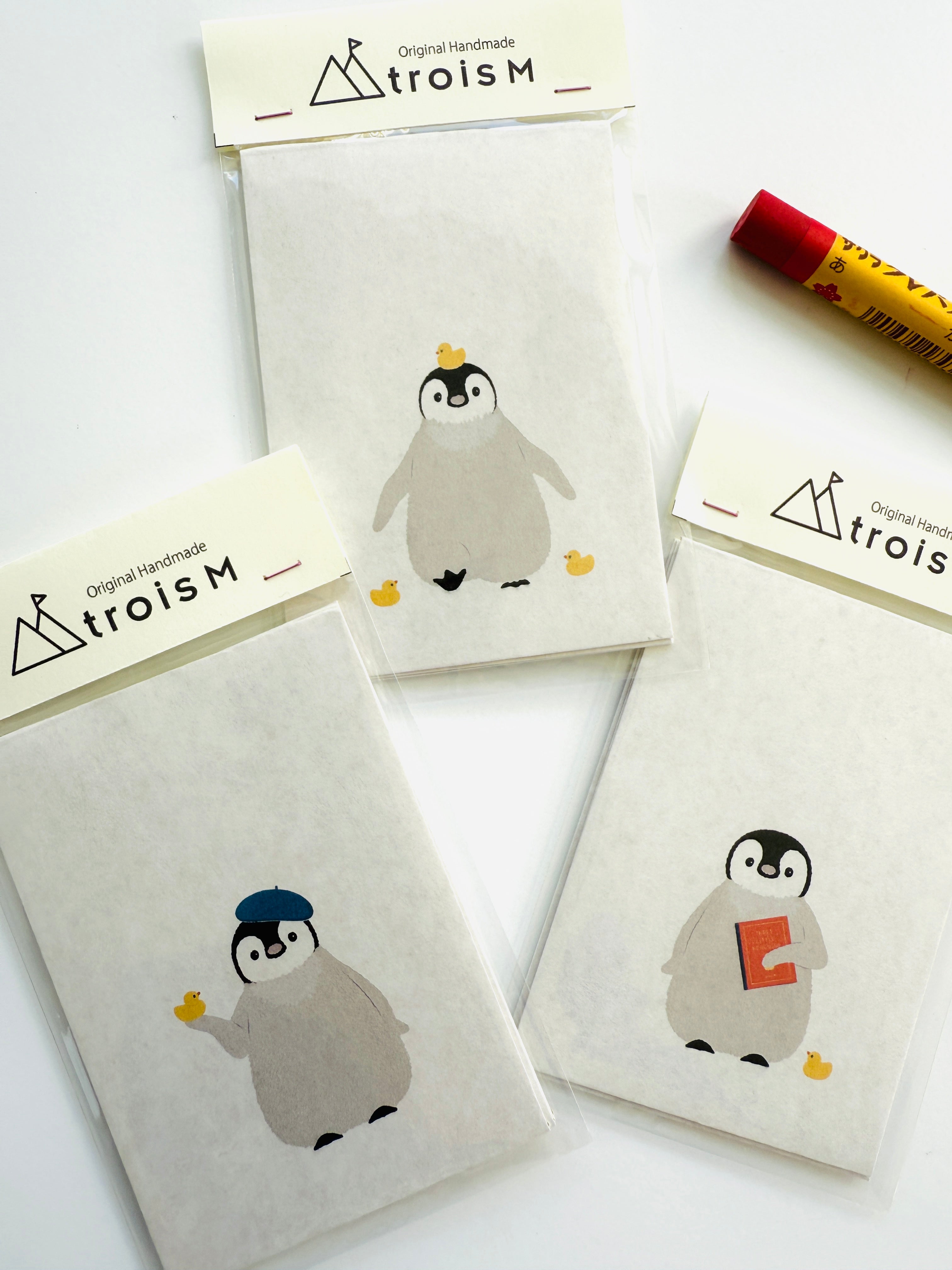 [trois M] 🐧 Penguin Pochi Mini Envelope (set of 3)