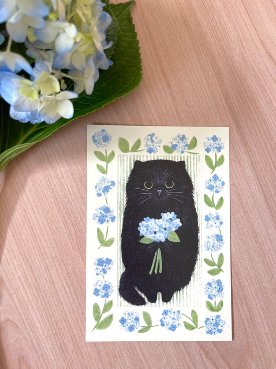 [4legs] Furball & Hydrangea postcard