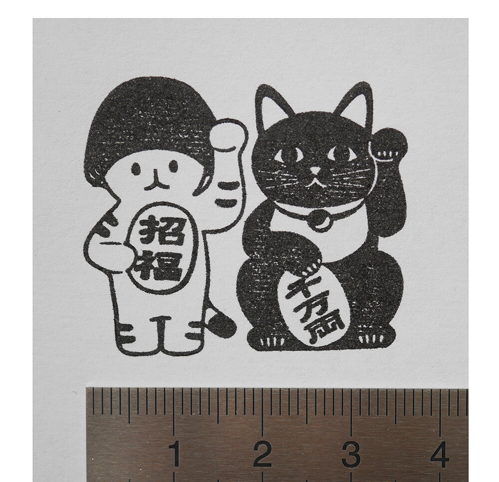 [Mushroom Cat] Beckoning Cat rubber stamp x 4legs