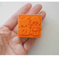[Mushroom Cat] Beckoning Cat rubber stamp x 4legs