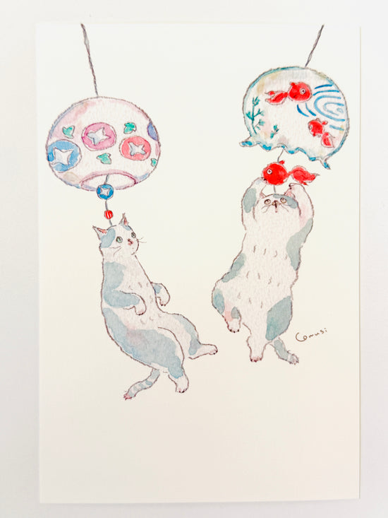 [tocorocomugi] Summer Wind Chimes Nyanko postcard