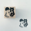 [Mushroom Cat] Mushroom Cat and Neighborhood Friends rubber stamp x 4legs