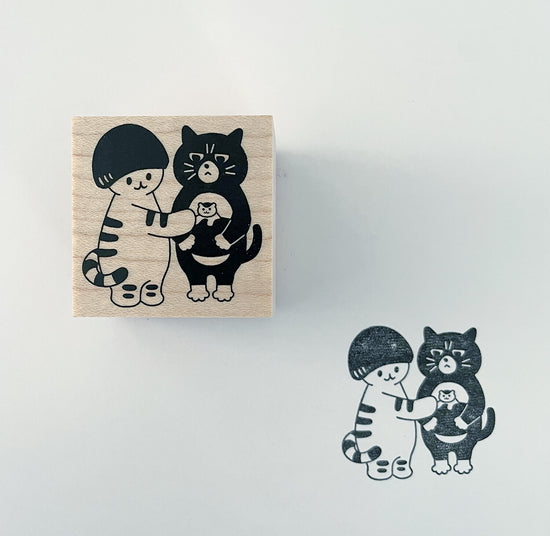 [Mushroom Cat] Mushroom Cat and Neighborhood Friends rubber stamp x 4legs