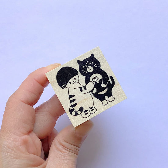 [Mushroom Cat] Mushroom Cat and Neighborhood Friends rubber stamp x 4legs