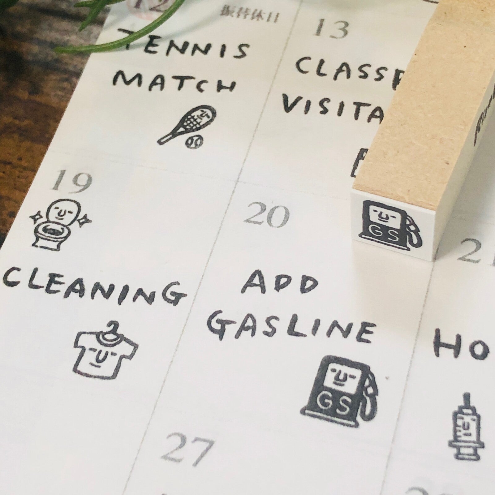 [RiraRira Hanko] Gas Pump mini rubber stamp (planner size)