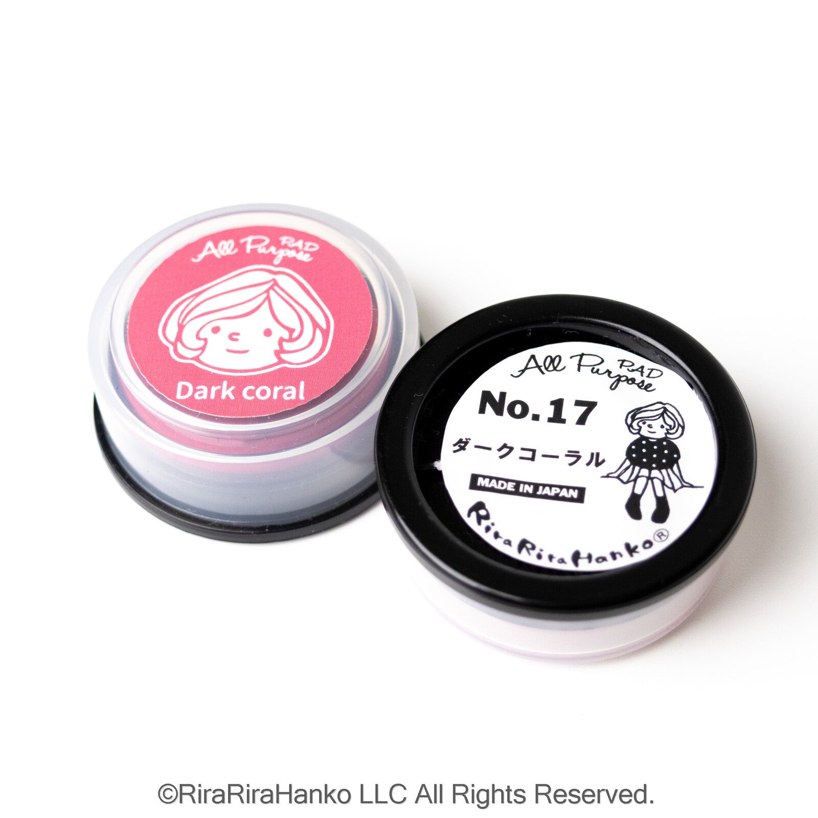 [RiraRira Hanko] All-Purpose Mini Rubber Stamp Ink Pad: Maron chan (dark coral)