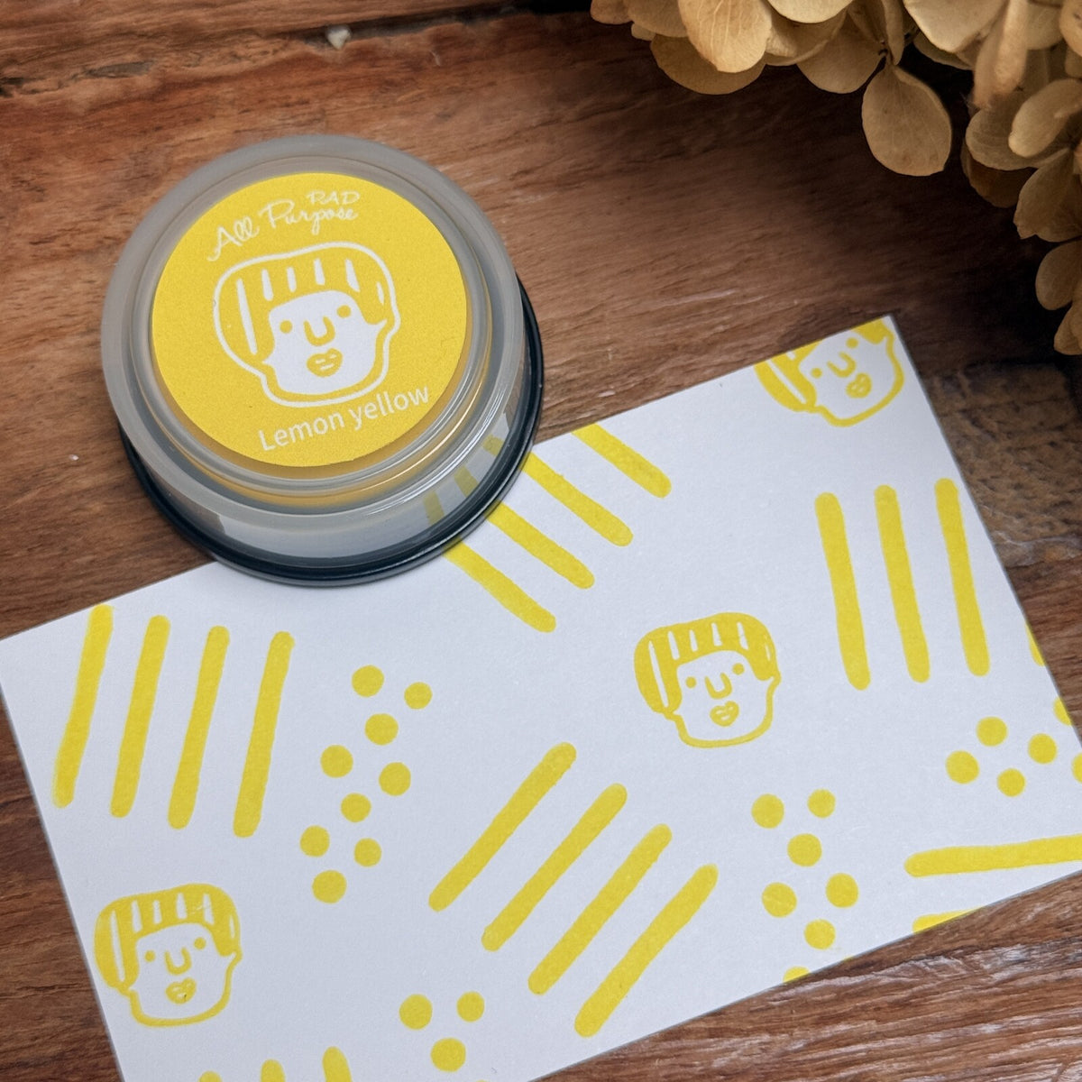 [RiraRira Hanko] All-Purpose Mini Rubber Stamp Ink Pad: Tamayo chan (Lemon Yellow)