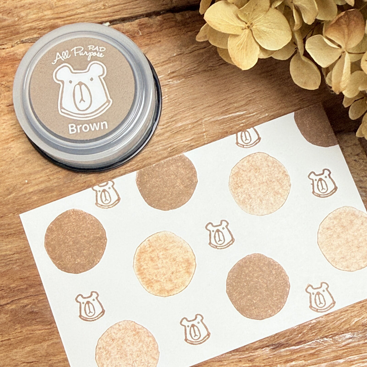 [RiraRira Hanko] All-Purpose Mini Rubber Stamp Ink Pad: Bunta kun (Brown)