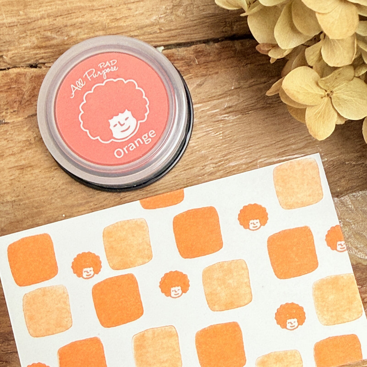 [RiraRira Hanko] All-Purpose Mini Rubber Stamp Ink Pad: Groovy (Orange)
