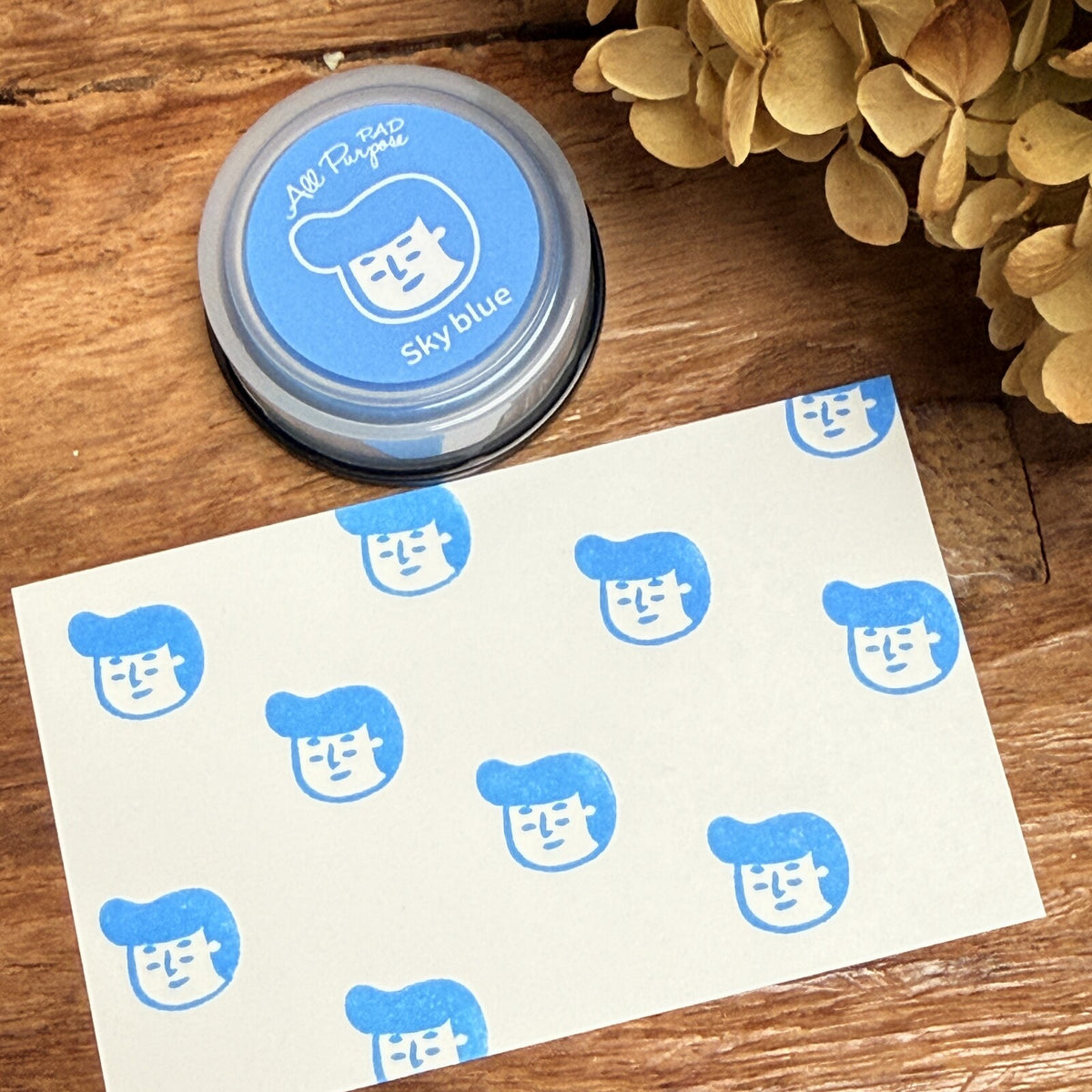 [RiraRira Hanko] All-Purpose Mini Rubber Stamp Ink Pad: Suave (Sky Blue)