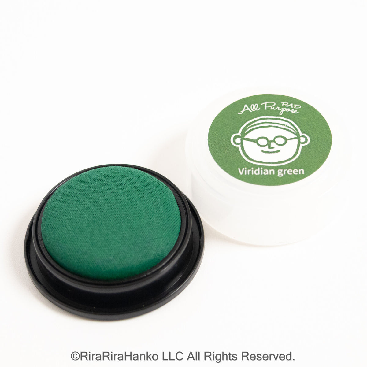 [RiraRira Hanko] All-Purpose Mini Rubber Stamp Ink Pad: Mr. Glasses (Viridian Green)