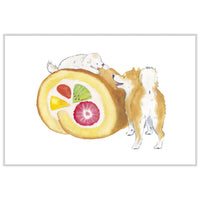 [Natsuka Murata] Shiba Inu & Fruit Roll Cake postcard