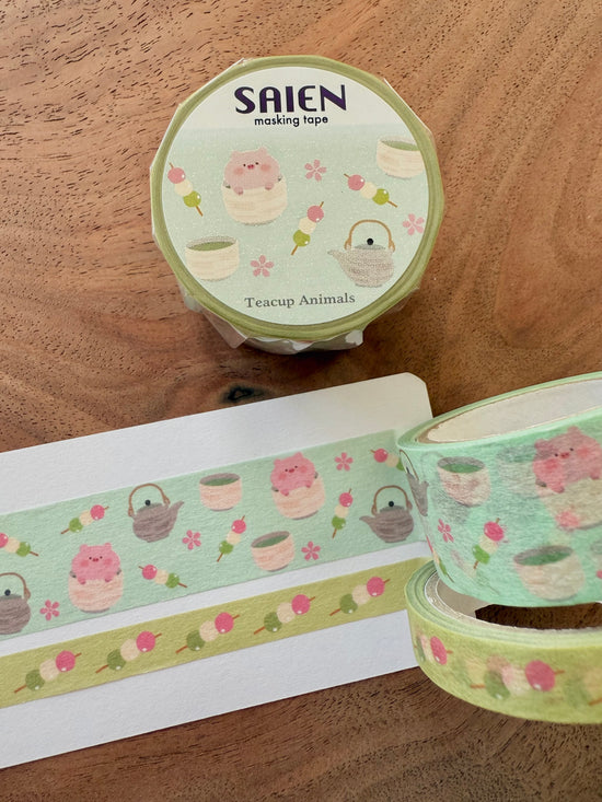 [SAIEN] Teacup Animals • Little Pig Tea Ceremony washi tape