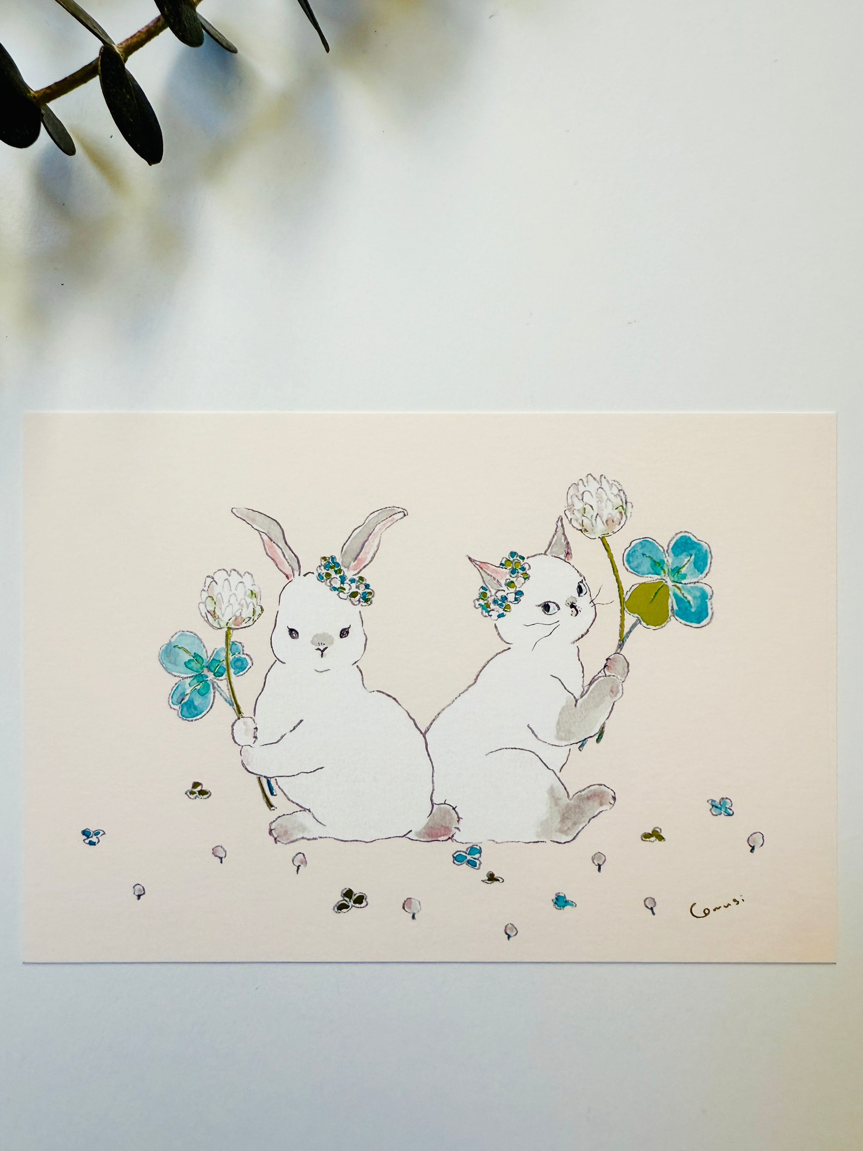 [TOCORO COMUGI] Rabbit & Clover postcard