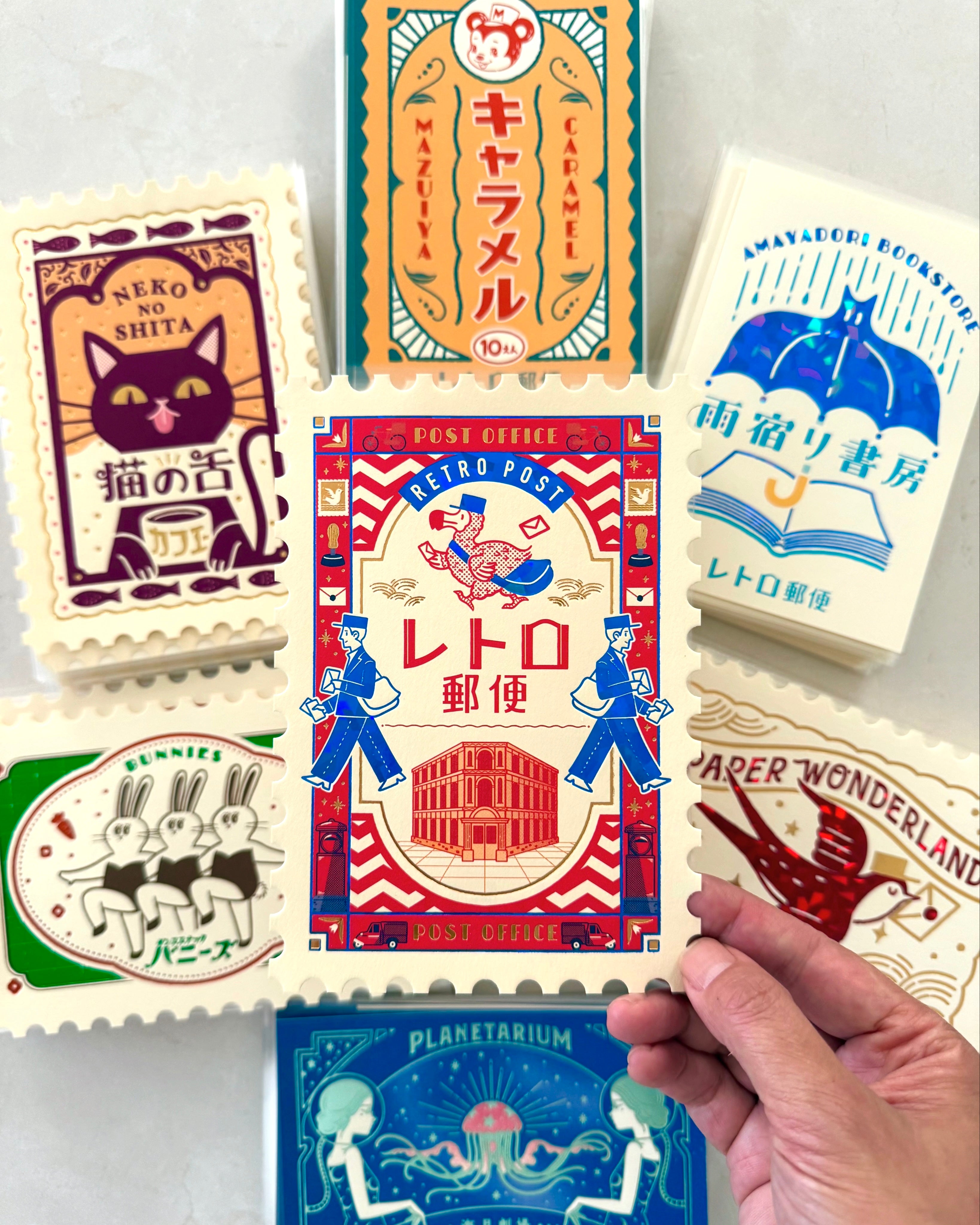 [ob1toy] Cat’s Tongue Cafe • ob1toy x ROKKAKU collaboration Foil Stamp collaboration {Postage Stamp Cut}