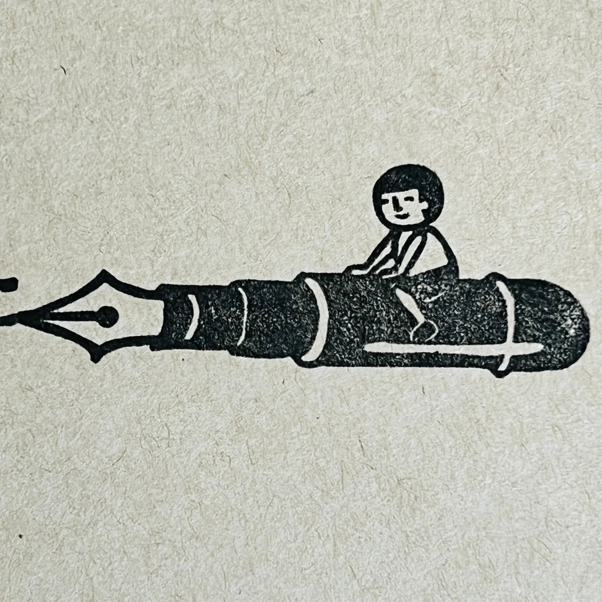 [RiraRira Hanko] Mamoru-kun Fountain Pen Ride rubber stamp