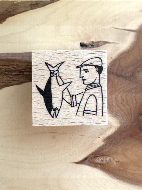[Nobarasha] Man and Fish Hanko rubber stamp