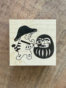 [Mushroom Cat] Daruma Painting rubber stamp x 4legs