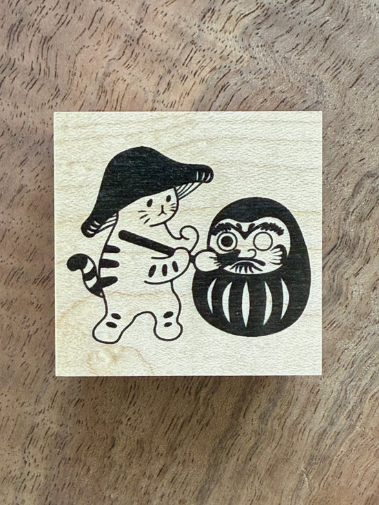 [Mushroom Cat] Daruma Painting rubber stamp x 4legs