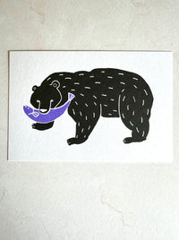 [Mizushima] Wood Carved Bear Folk Toy postcard