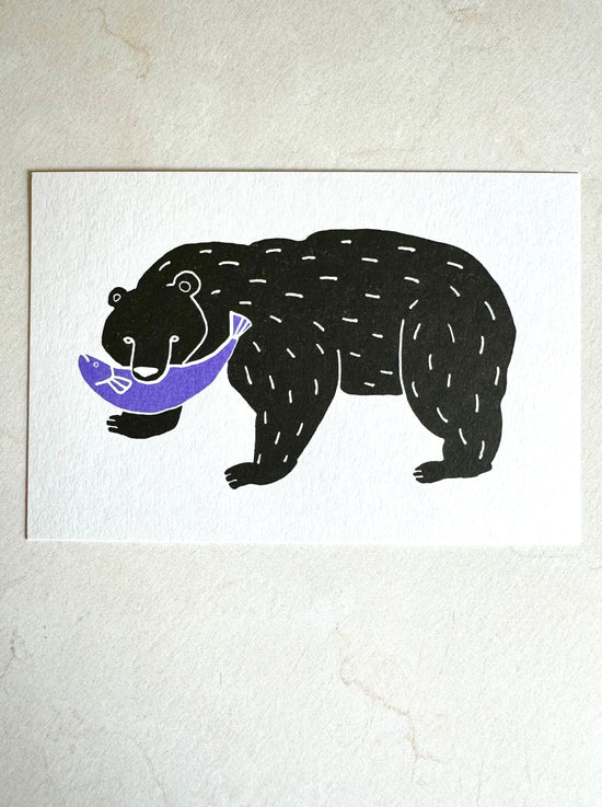 [Mizushima] Wood Carved Bear Folk Toy postcard