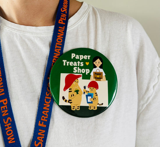 Mushroom Cat & Paper Treats Shop Jumbo Badge
