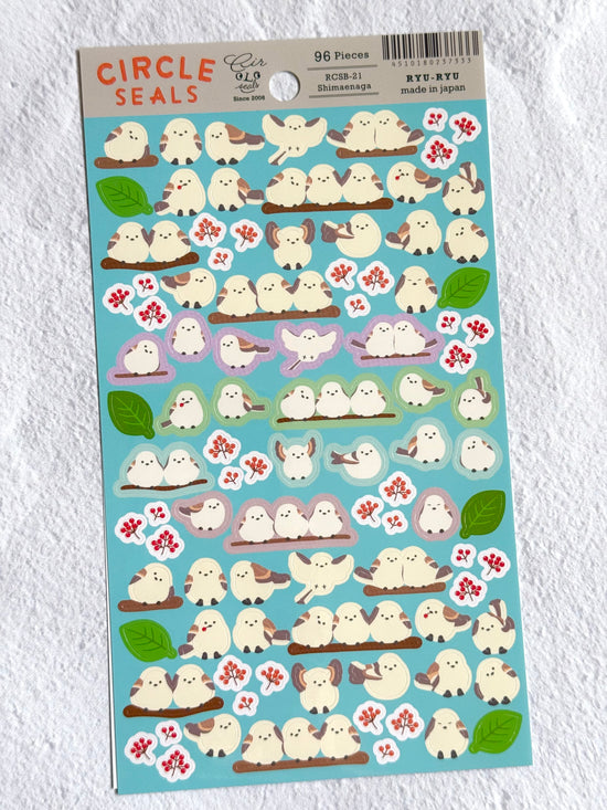 [Ryu-Ryu] Shimaenaga • Long Tailed Tit Birdie Circle Seals sticker sheet