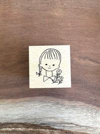 [Nobarasha] Girl in Pigtail Hanko rubber stamp