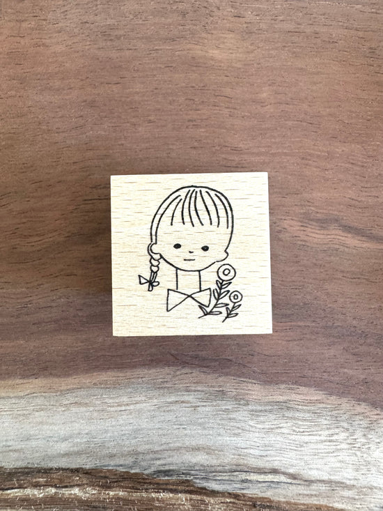 [Nobarasha] Girl in Pigtail Hanko rubber stamp