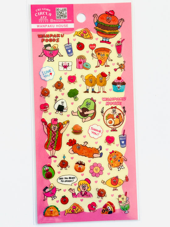 [terako] Creators Circus collab x WANPAKU HOUSE · I Love Food sticker sheet