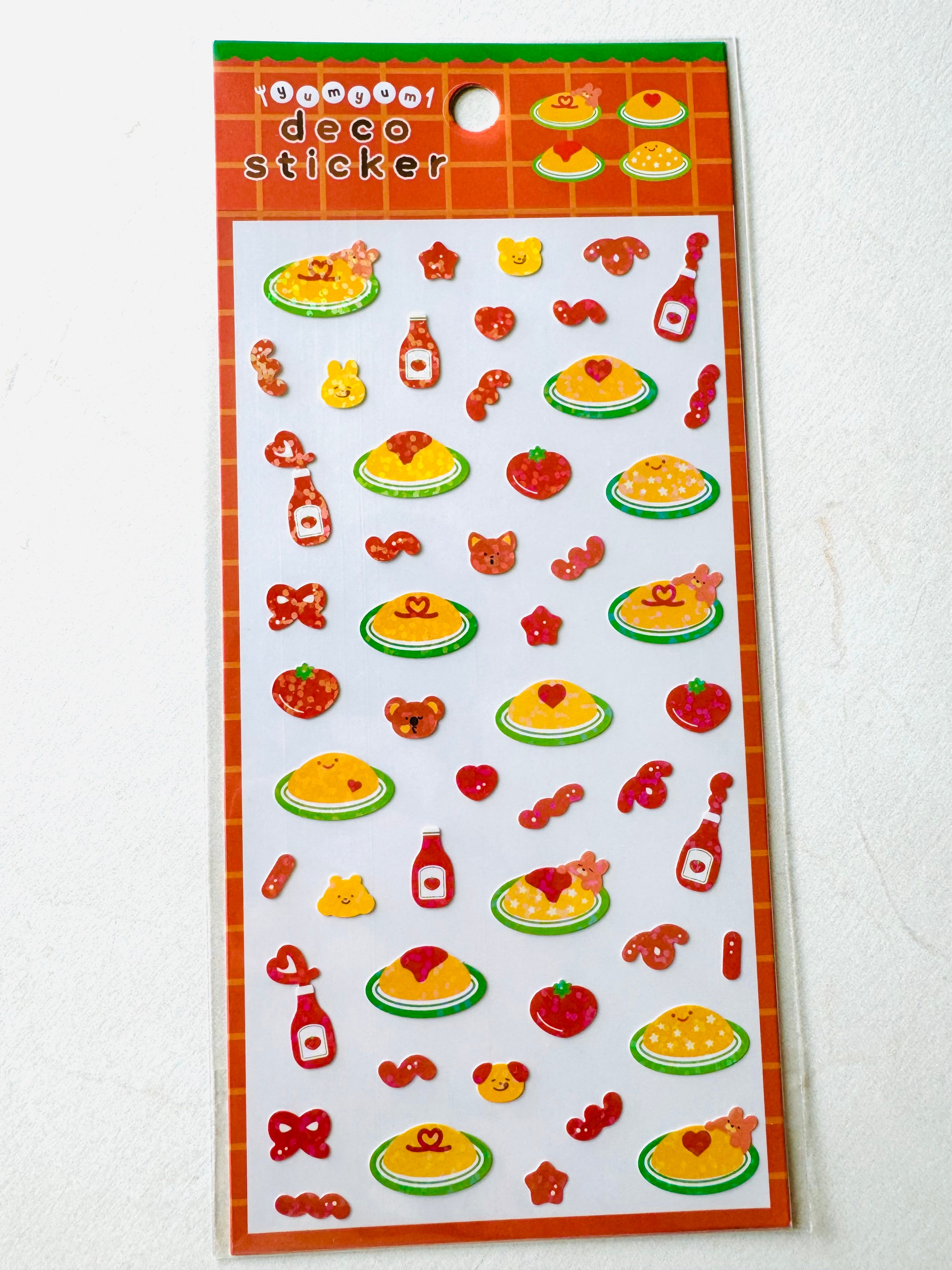 [World Craft] Omurice Yum Yum deco sticker sheet (last chance • no restock)