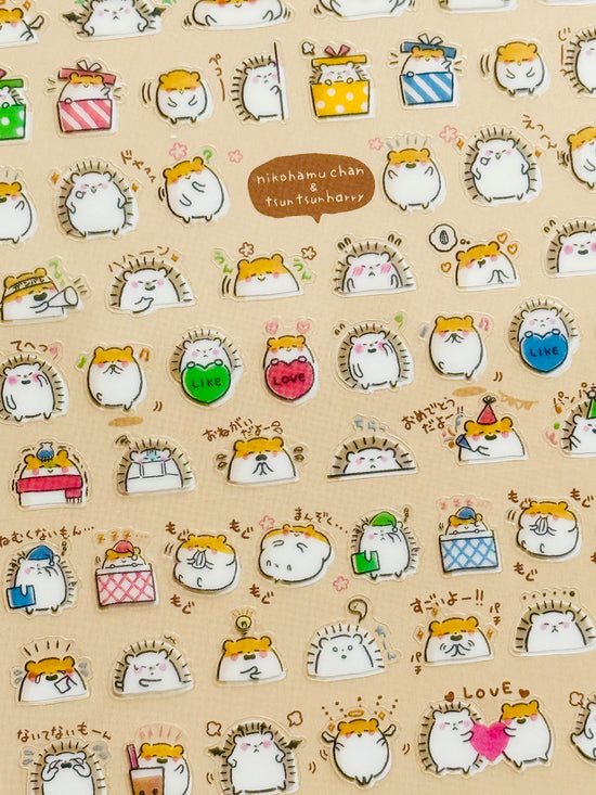 [MIND WAVE] Cheerful Hamster & Perky Hedgehog sticker sheet