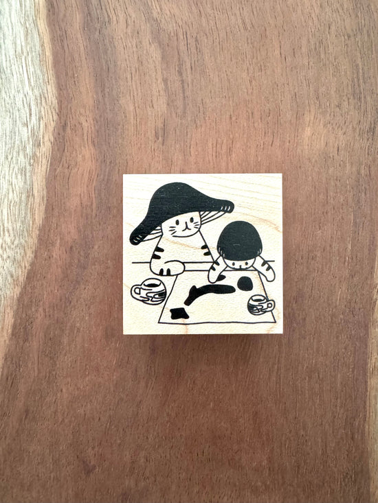 [Mushroom Cat] Crafting Time rubber stamp x 4legs