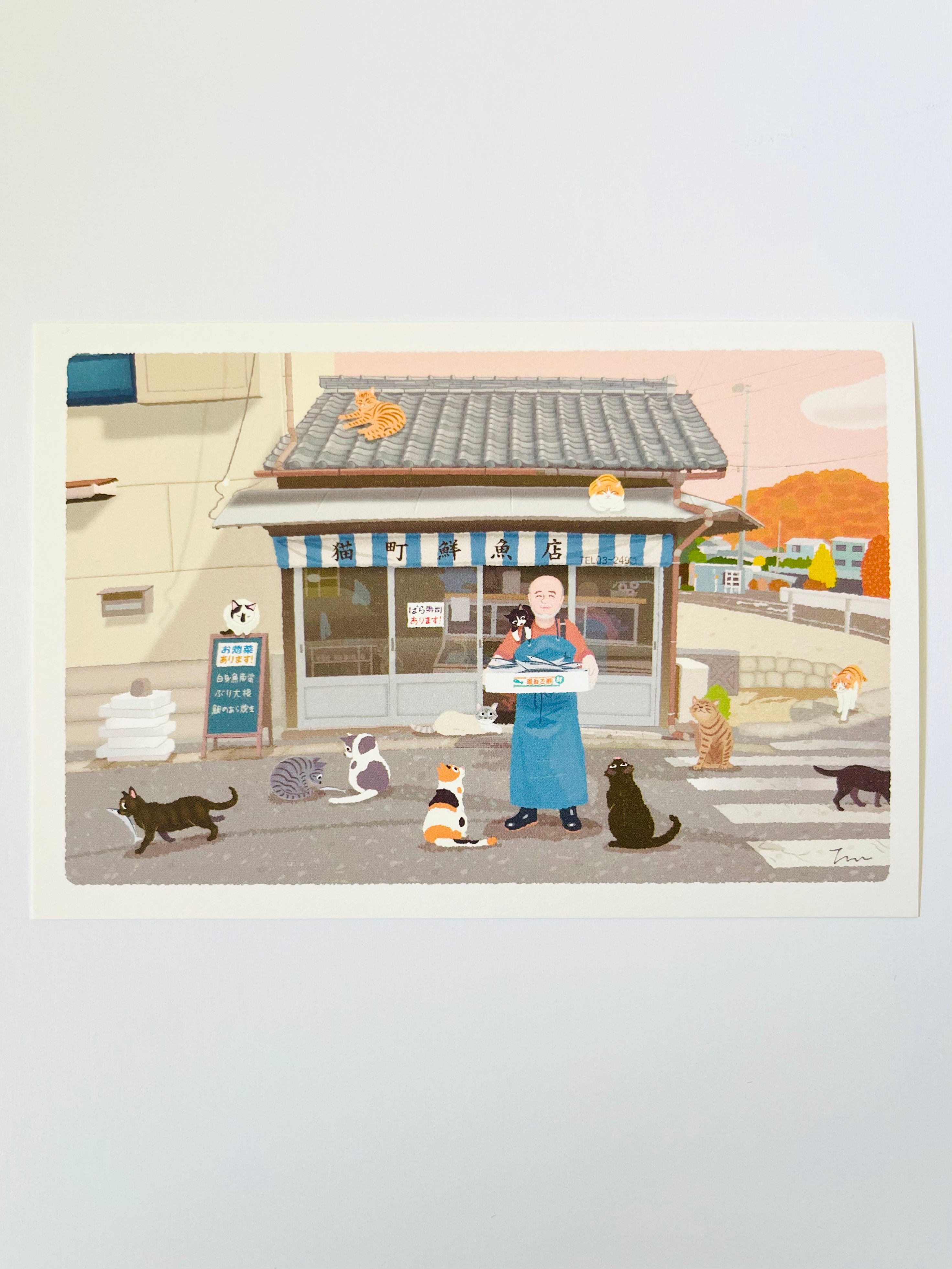 [Tabineko] Cat Town Fresh Fish Store (2021) postcard x Toshinori Mori