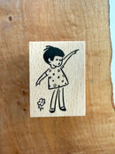 [Nobarasha] Girl in Polka Dot Hanko rubber stamp