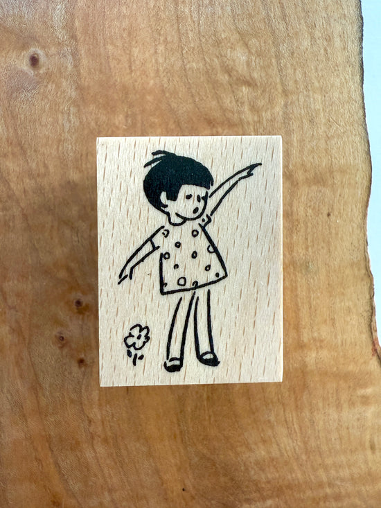 [Nobarasha] Girl in Polka Dot Hanko rubber stamp