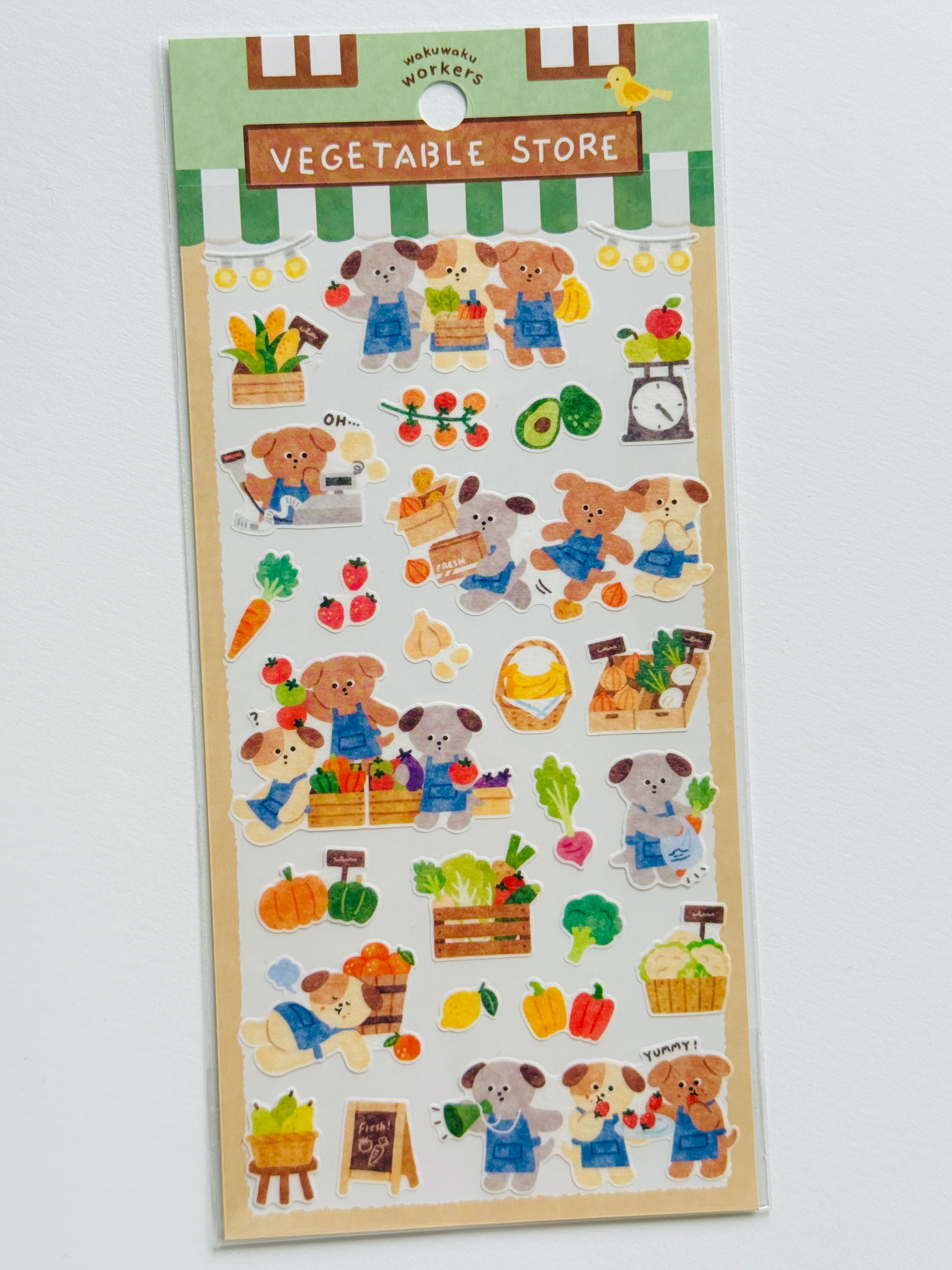 [MIND WAVE] Waku Waku series • Bookstore, Flower, Furniture, Post Office, Restaurant and Vegetable Store sticker sheet