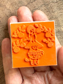 [Mushroom Cat] Apple Picking rubber stamp x 4legs