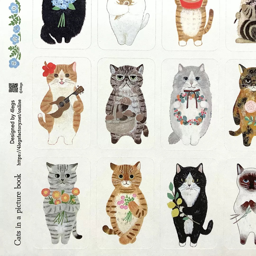 [4legs] Cats in Picture Book sticker sheet