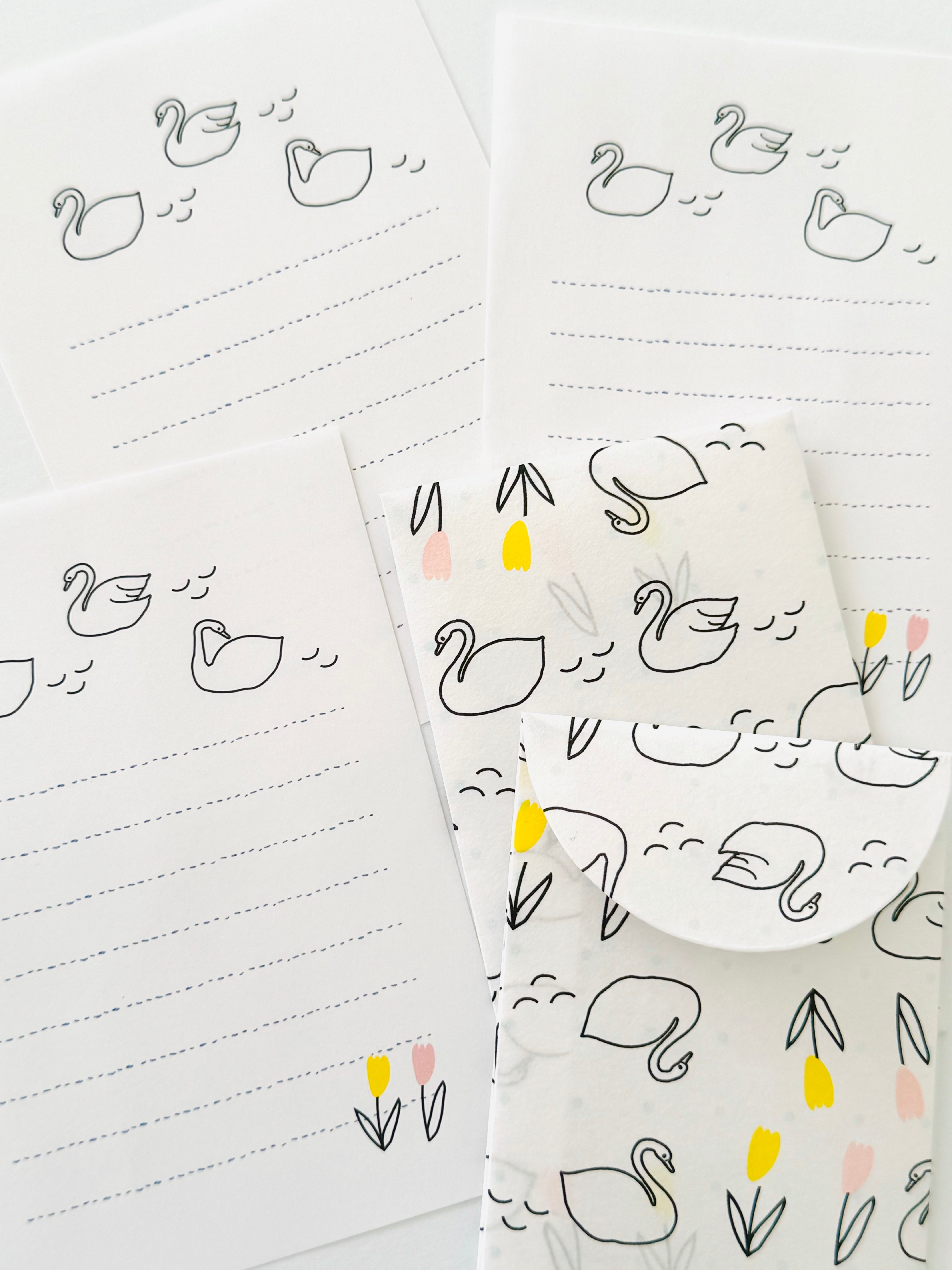 [panda factory] Classic Swan mini letter set