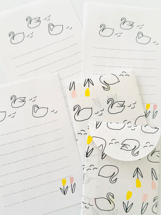 [panda factory] Classic Swan mini letter set