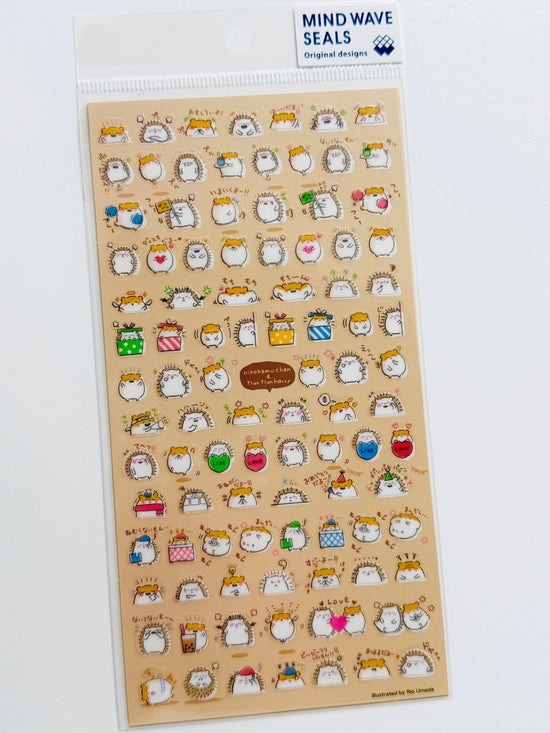 [MIND WAVE] Cheerful Hamster & Perky Hedgehog sticker sheet
