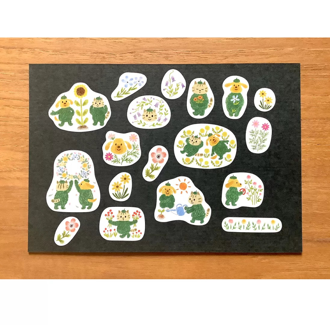 [4legs] Gardening with Dog & Cat sticker sheet