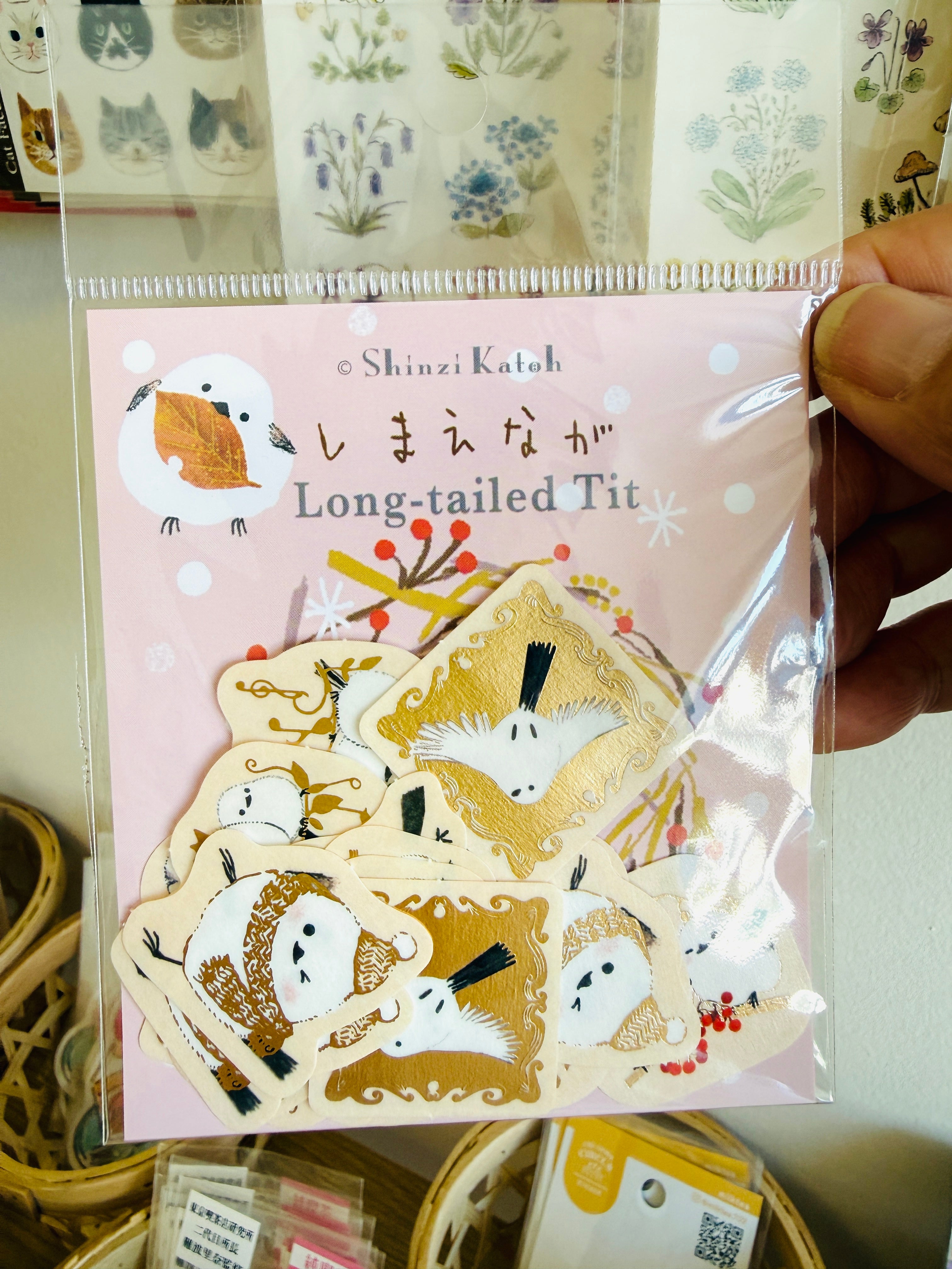 [SEAL-DO] Shinzi Katoh x Long Tailed Tit (Shimaenaga) Kira Pika flake stickers