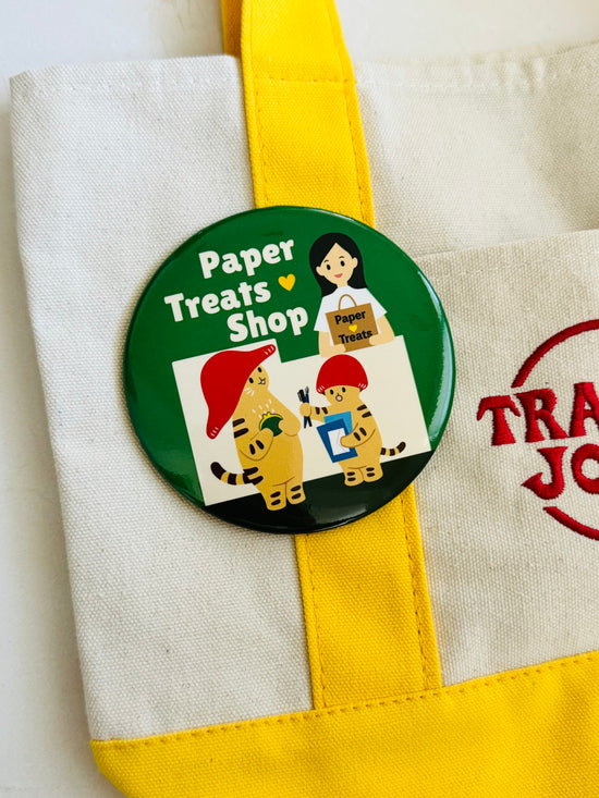 Mushroom Cat & Paper Treats Shop Jumbo Badge