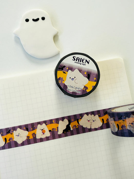[SAIEN] Black Cat Ghost washi tape